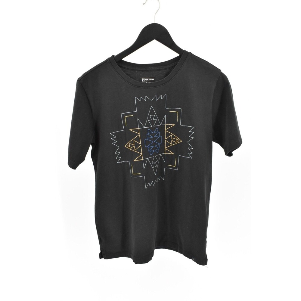 Pendleton Womens Medium Deschutes Cotton Line Embroidered Graphic Tee Black